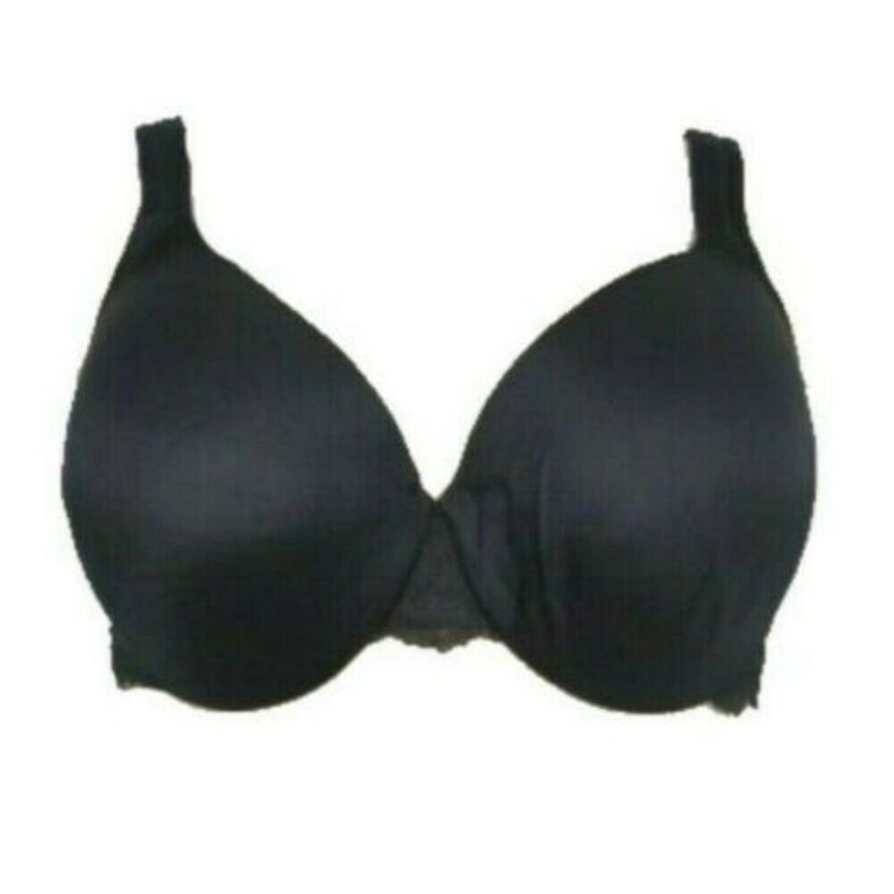 Cacique Lane Bryant Bra Smooth Satin Full Coverage with Lace Size 42D Black